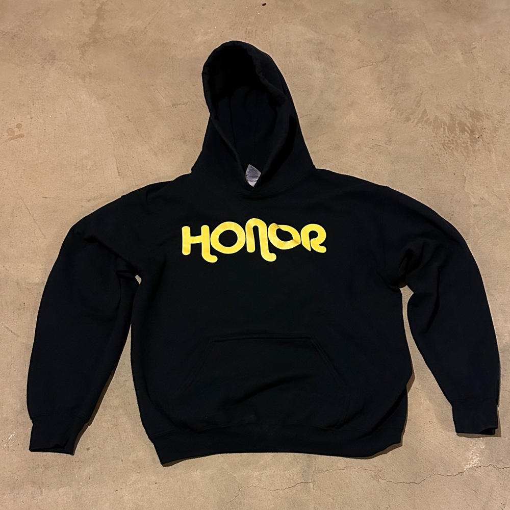 Custom Black Hoodie with Yellow 'Honor Christ' Logo